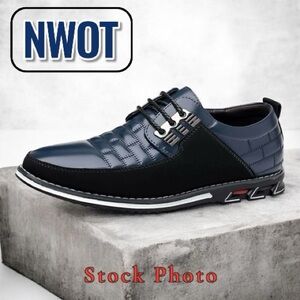 👟Gatsby Men’s Dress Shoes–Business Casual Oxford Sneakers (Blue/Black) Size 12.